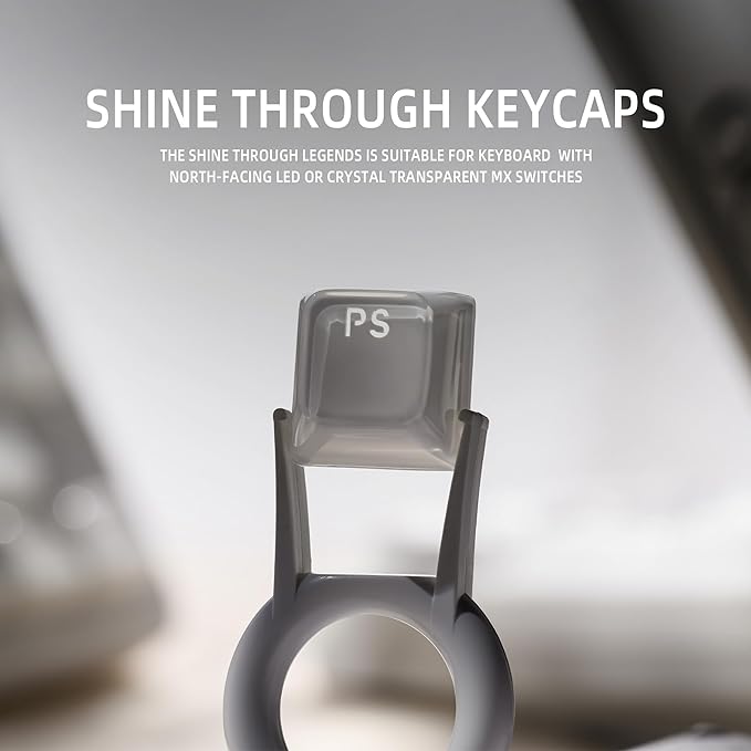 XVX Jelly Keycaps, Ceramic Style Keyboard Keycaps, White Shine Through Keycap Set OEM Profile Compatible with 61/68/84/87/98/100 ANSI and ISO Layout MX Switches Mechanical Keyboard