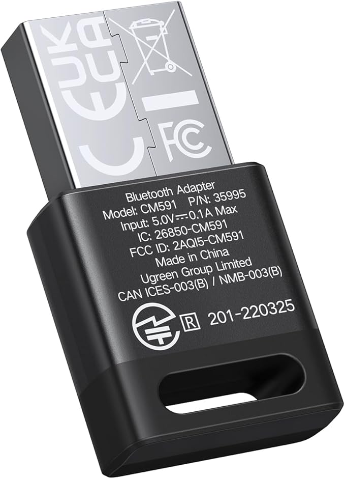 UGREEN USB Bluetooth 5.3 Adapter for PC, Plug & Play for Windows 11/10/8.1, Bluetooth Receiver & Transmitter for Keyboard/Mouse/Headphone/Speakers/Printer