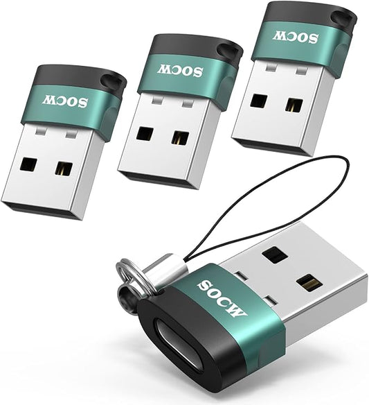 USB C Female to USB Male Adapter 2.0 (Atrovirens, 4 Pack)