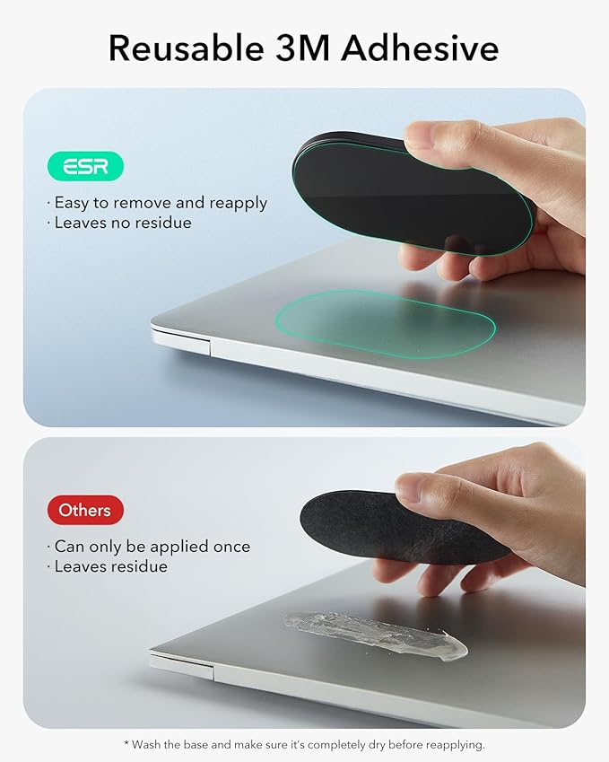 ESR MagMouse Snap-to-Carry Bluetooth Mouse, Rechargeable Wireless Mouse for Laptop with Built-in Charging Cable, Reusable Adhesive Holder, BT 5.0 + 2.4 GHz Connectivity, Silent, Ergonomic, White