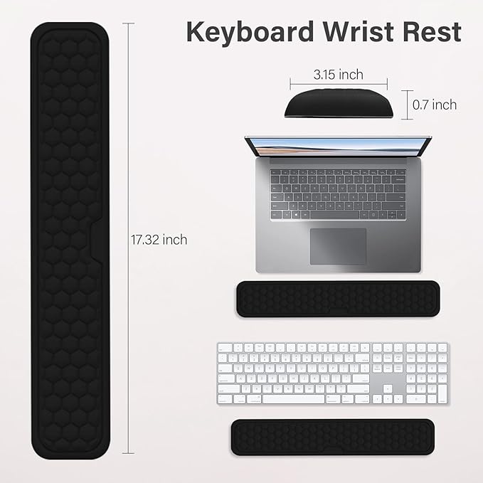 MOSISO Large Gaming Mouse Pad&Massage Keyboard Wrist Rest&Mousepad&Wrist Rest&Coaster,Ergonomic Non-Slip Base Pad Set&Pain Relief Easy Typing Cushion with Memory Foam for Home Office, Black