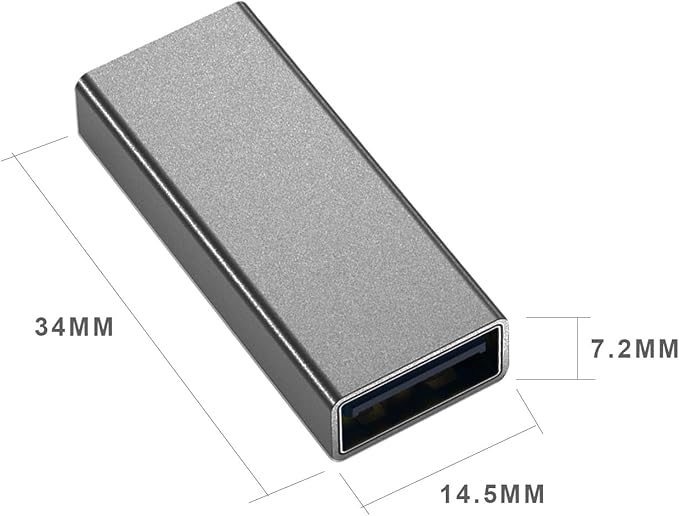 4Pack USB Female to Female Adapter for Connecting Two USB Male Ends Devices, UsbA Extension Connector Compatible with MacBook Pro/Air, IPad Pro Google Pixel,Apple Etc.（Grey）