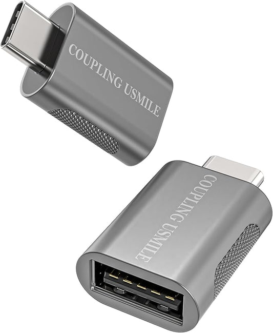USB C to USB Adapter 2-Pack, 10Gbps High-Speed Type C to USB 3.0 Adapter with OTG, Compatible with MacBook/iPhone 17/16/15/14, iPad, Chromebook, Galaxy S25/S24 (Grey)