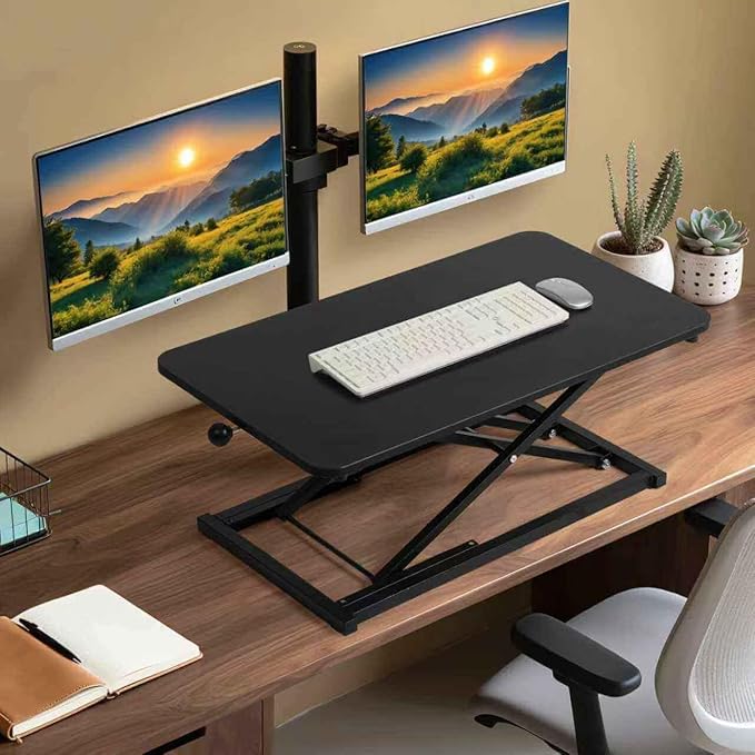 Keyboard Riser for Stand Up Desk Riser,Standing Desk Converter Height Adjustable,Computer Keyboard Stand for Desktop,Ergonomic Sit Stand Computer Workstations Black Size 23.6 Inch