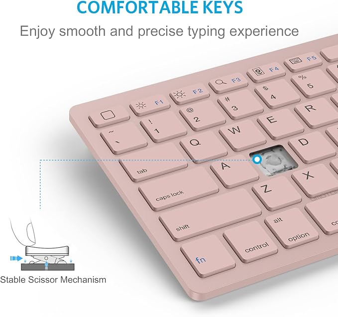 OMOTON Bluetooth Keyboard Compatible with iPad A16 11th 10th Generation, iPad 10.2 (9th/8th/7th), iPad Pro 13/12.9/11 inch, iPad Air/Mini and More iOS Devices, Pink