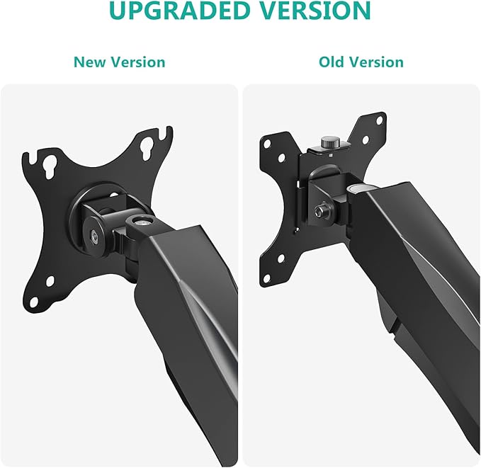 WALI Single Monitor Arm for 17-32 inch Screens, Adjustable Gas Spring Single Monitor Mount Holds 19.8lbs, Computer Monitor Stand for Desk, Clamp and Grommet Base, VESA 75/100mm (GSMP001), Matte Black