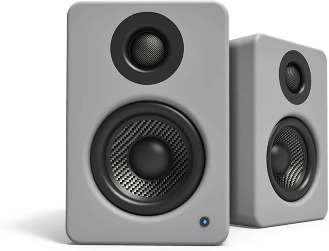Kanto YU2MG PC Gaming Desktop Speakers | 3" Composite Drivers | 3/4" Silk Dome Tweeter | Class D Amplifier | 100 Watts | Built-in USB DAC | Subwoofer Output | Pair | Matte Grey
