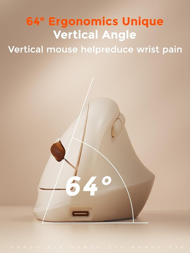 DAREU Ergonomic Vertical Wireless Mouse for Small Hands,2.4GHz / BT Optical Vertical Mice with Ergo Design for Comfort and Reduced Wrist Strain,3 Multi-Device Connectivity for Computer/PC/Laptop
