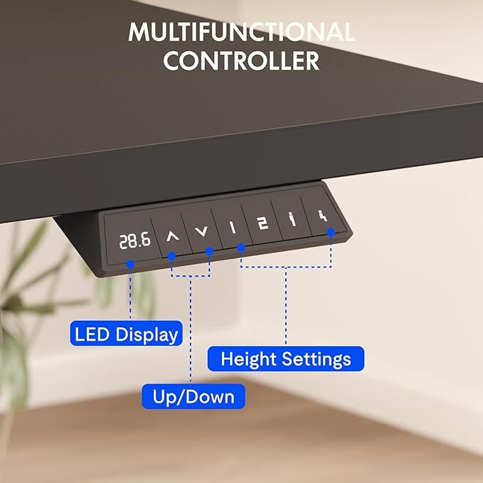 FLEXISPOT EN2 55''x28'' Electric Standing Desk with PC Stand Bundle, 1" Whole-Piece Desktop, Easy-to-Install Hanging Design PC Mount, Bundle for Home Office, Game & Small Spaces, Black