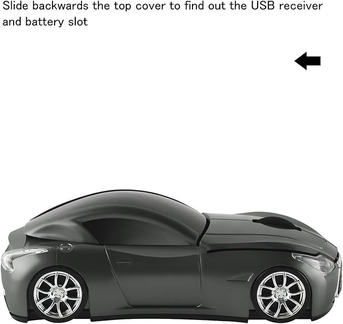 elec Space Cool Sport Car Shape 2.4GHz Wireless Mouse Optical Cordless Mice with USB Receiver for PC Laptop Computer 1600DPI 3 Buttons