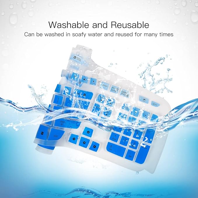 Keyboard Cover for Logitech K350 MK550 MK570 Keyboard Cover Skin for Logitech K350 MK550 MK570 Wireless Keyboards Covers Skin Protector Accessories, Ombre Blue