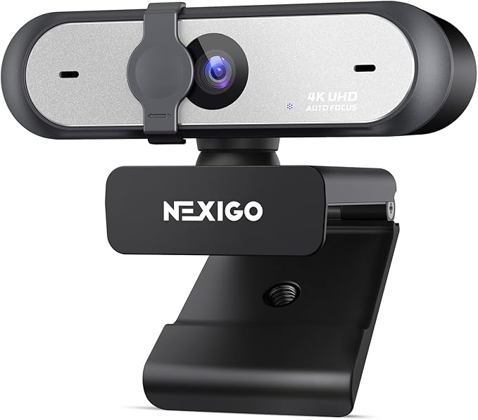 NexiGo N660P Pro 4K Webcam with Distortion-Free Lens, 1080p 60 fps Autofocus USB Streaming Camera, 3DNR, Noise-Canceling Mics & Privacy Cover, Web Cam for Gaming/Live Streaming/PC/Mac/Switch 2, Black