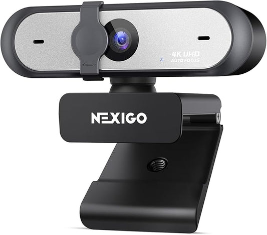 NexiGo N660P Pro 4K Webcam with Distortion-Free Lens, 1080p 60 fps Autofocus USB Streaming Camera, 3DNR, Noise-Canceling Mics & Privacy Cover, Web Cam for Gaming/Live Streaming/PC/Mac/Switch 2, Black