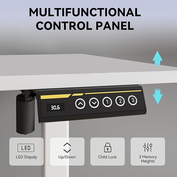 Electric Standing Desk,40x24 Inches Adjustable Height Stand up Desk, Sit Stand Home Office Desk with Splice Board, 3 Preset Heights,Equipped with Hooks,Ergonomic Computer Desk Workstation，White