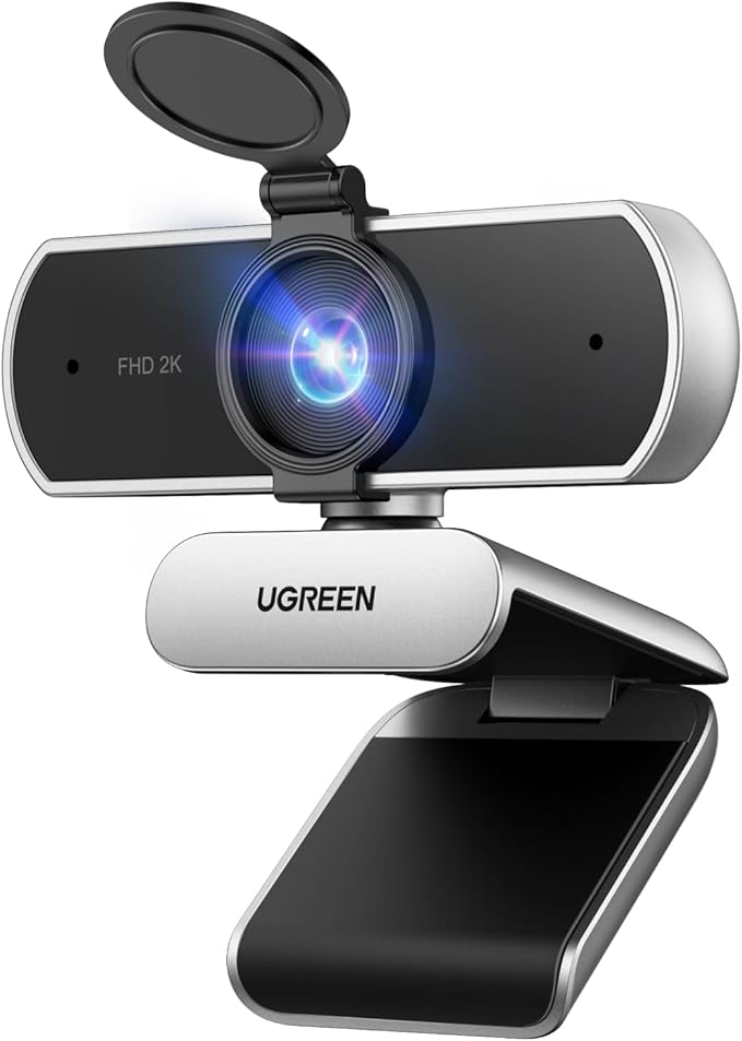 UGREEN 2K Webcam for PC Ultra HD 1080P Computer Webcam with Microphone, PC Camera with Privacy Cover, USB Web Camera for Streaming, Conference, Video Calling, Zoom, Skype, Teams, FaceTime, Space Grey