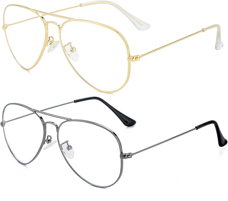 Gleyemor Blue Light Aviator Glasses for Women Men, Metal Frame Anti Blue Light Lens Computer Glasses