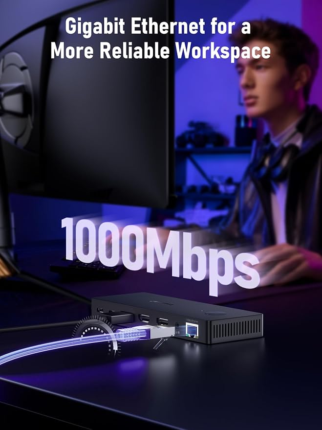 Lemorele 13-in-1 USB-C Docking Station, Triple Monitor Dock, DP 1.2 4K@60Hz, 2X HDMI 2.0 4K@60Hz, DP Needs DSC for 4K@30 Triple Mode, 100W PD, Gigabit Ethernet, USB 3.0/2.0, SD/TF, Audio, Windows/Mac