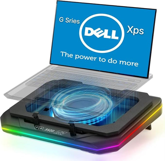 Cooling Pad for Dell G16 G15 G7 Gaming Laptop,It is Undoubtedly The King of Heat Dissipation,Cooler with Powerful Turbo Fan Can Fast Cooling,6 RGB Light Mode,Touch Start,LCD Screen