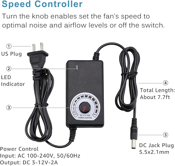 GDSTIME Rounter TV Box Cooling Fan with Speed Control, 182CFM Big Airflow Cooling for ASUS GT/RT-AC5300, Router TV Box Cooling Frame