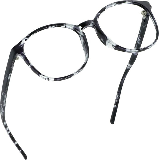 LifeArt Round Blue Light Blocking Glasses, Computer Glasses, Gaming Glasses, TV Glasses for Women Men (Gray, 5.00 Magnification)