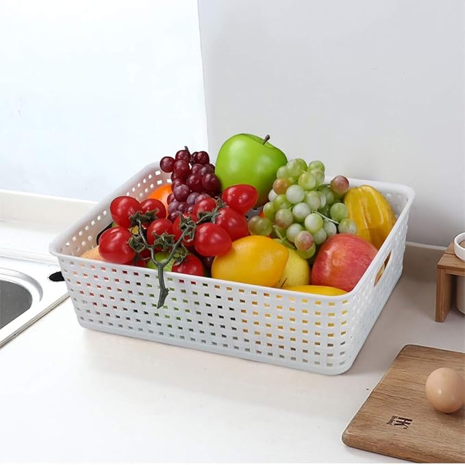 Plastic A4 Office Storage Baskets, Desk Tray Organizer, White, 5 Packs