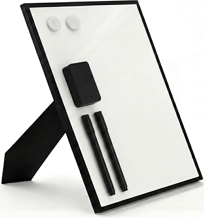 Small Dry Erase Board with Stand & Wall Mount 12"x16" – Vertical & Horizontal Desktop Whiteboard, Magnetic White Board with Aluminum Frame, Markers, Eraser & Magnets Included