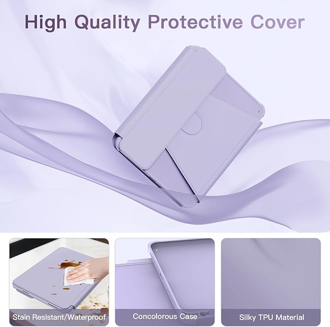 for iPad 11th(A16, 2025)/10th Generation Case with Keyboard, 360° Rotatable Case & Detachable Backlit Keyboard, Precision Cutouts and Pen Holder for iPad A16 11''/10th 10.9'', Purple