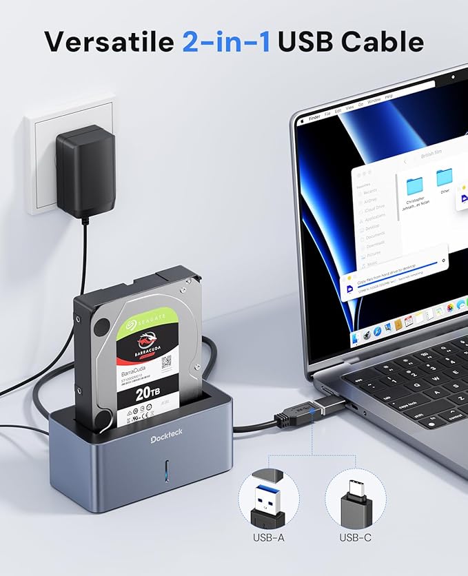USB 3.0 to SATA External Hard Drive Docking Station, dockteck 2.5/3.5 Inch SATA HDD & SSD 5Gbps Aluminum Docking Station, Support UASP