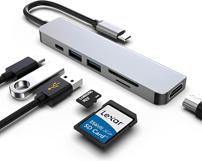 USB C Docking Station, HDMI to USB c Adapter for Monitor, USB-C Hub HDMI Dongle for Laptop, Micro SD Card Reader usbc Dock for Chromebook, usbc to USB Adapter Multiport for MacBook pro