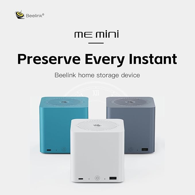 Beelink ME Mini PC, Desktop NAS Intel N150 16G LPDDR5, 1TB M.2 PCIe 3.0x1 SSD, 6 x M.2 SSD Slots, Dual 2.5G LAN/File Server/NAS Storage/Network Attached Storage/Private Cloud/Network Storage
