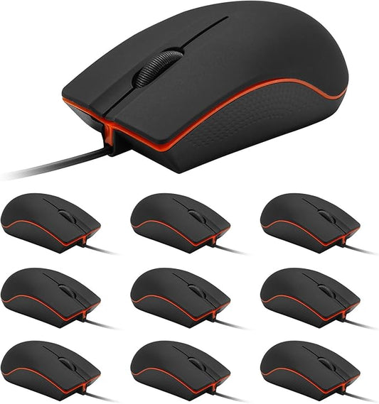Guiheng 10 Pack Wired Mouse - USB Wired Computer Mouse for Right or Left Hand, Ergonomic with Durable Clicks for PC, Laptop, Desktop, Chromebook, Notebook, Mac