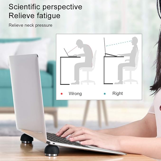 Portable Laptop Cooling Pad, Ergonomic Laptop Stand Small Invisible Cooler Ball Magnetic Foot Heat for MacBook Pro/Air, More 12-17 Inches Tablet&Laptop