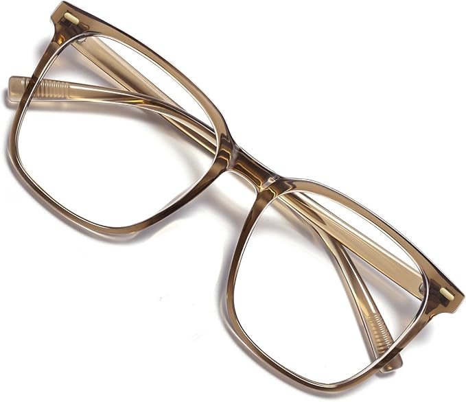 Oversized Square Blue Light Blocking Glasses for Women Men, Anti-Fatigue Computer Monitor Glasses Reduce Eye Strain