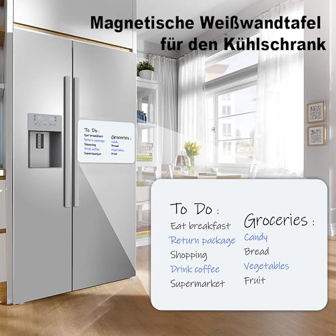 INMORVEN Small White Board Dry Erase Menu Planner, Magnetic Whiteboard for Fridge Grocery List, Refrigerator White Boards to Do List, with Markers and Eraser
