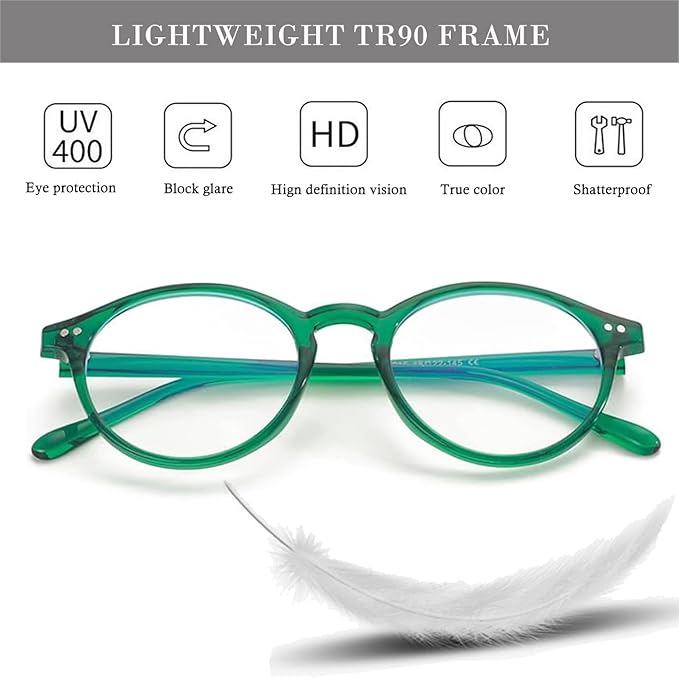 HJSTES Vintage Blue Light Glasses for Women Men Round Bluelight Blocking Glasses Thick TR90 Frame Eyeglasses