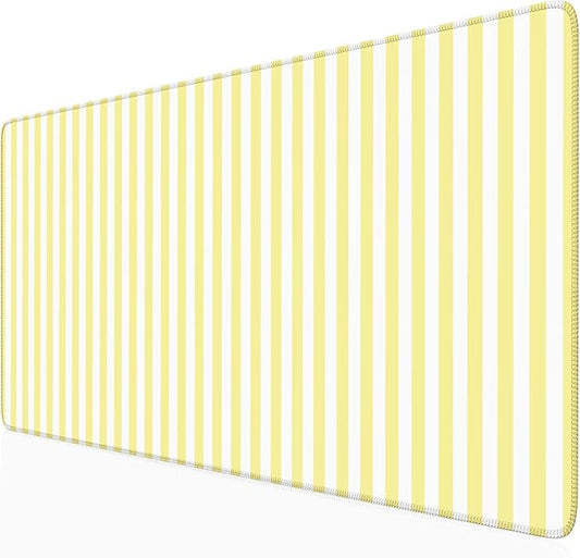 Yellow Striped Desk Mat Cute Pastel XXL Large Gaming Mouse Pad Desk Pad Kawaii Aesthetic Home Office Decor Cozy Keyboard Laptop Computer Mat