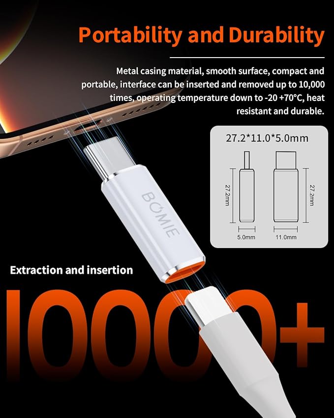 BOMIE Light-ning to USB C Adapter 4Pack,PD Fast Charging and Data Transfer,USB C Charger Connector Cable for M-acBook,Phone 15/16/17 Pro Max,Pad,G-alaxy,X-peria,No for Headphone/OTG/Flash Drive/Pencil