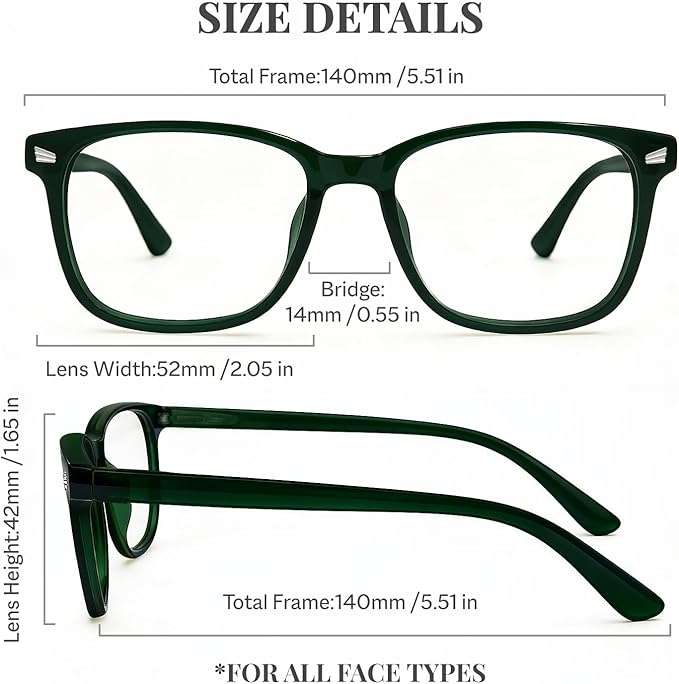 Blue Light Glasses for Woman Men | 99% Blue Light Blocking Glasses | Computer Glassess | Gaming | TV Phone Screen Reader Square Frame | Anti Eyestrain & UV Glare,1 Pack