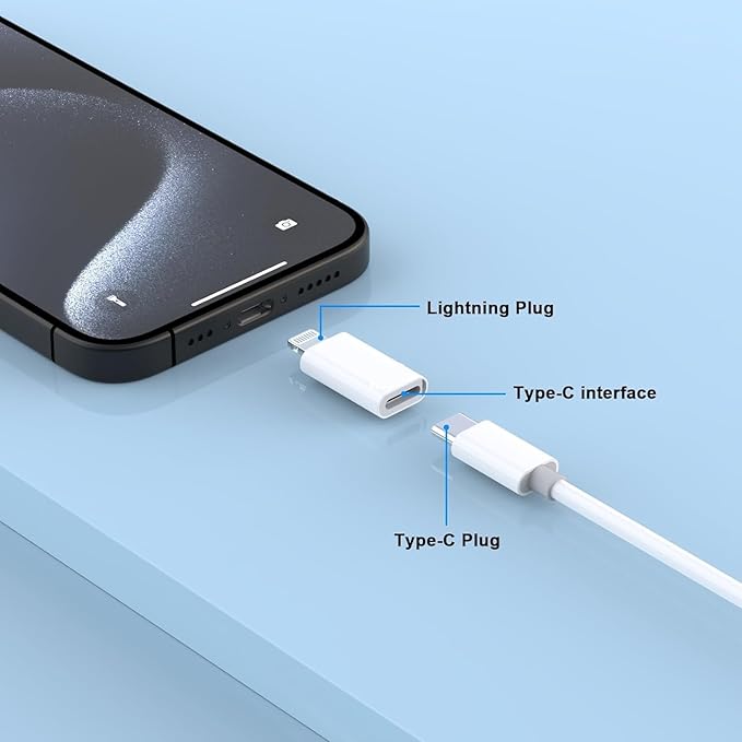 2Pack Lightning Male to USB C Female Charging Adapter,[MFi Certified] Type C Charging Support Data Transmission Call Audio Connector Dongle for iPhone 14/13/12/11/8/7/XS/Plus/Pro Max/6/5 iPad No Call
