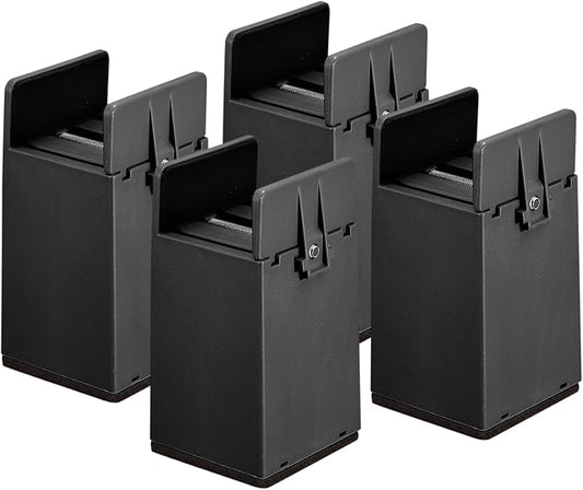 uxcell 4 inch Bed Risers with Adjustable Screw Clamp, 4Pcs Furniture Risers for Bed, Desk, Sofa, Table, Fit for Furniture Thickness 0.39-1.96", Supports 5000 Pounds, Black