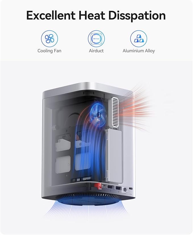 ORICO MiniTower 2 Bay RAID Enclosure Compatible NVMe SSD 10Gbps with Expansion Hub Docking Station for Mac mini M4 Max Up to 56TB-M435