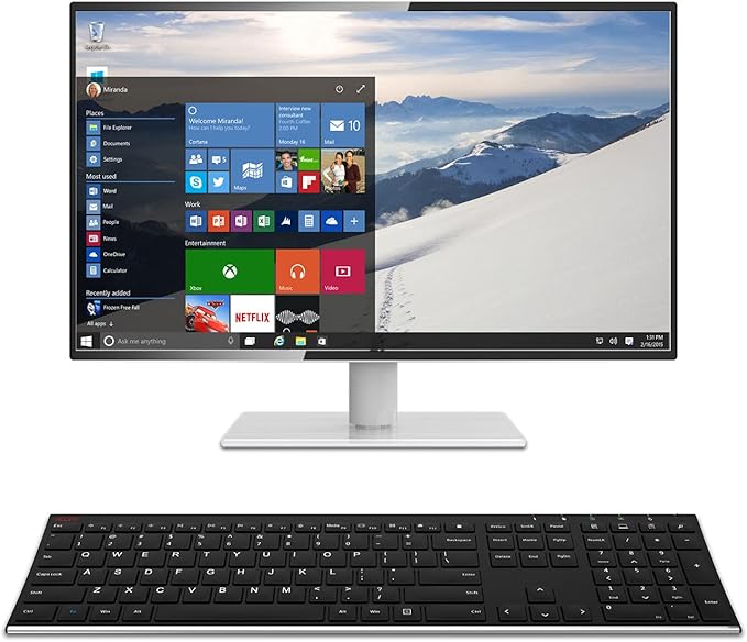 ALLIFE 2.4G Wireless Keyboard Stainless Steel Ultra Slim Full Size Keyboard with Numeric Keypad for Computer/Desktop/PC/Laptop/Surface/Smart TV and Windows 10/8/ 7 Built in Rechargeable Battery