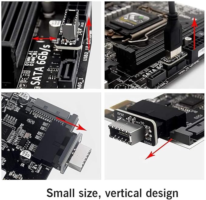 USB Front Panel Adapter, Vertical USB 3.1 Front Panel Socket Key-A Type-E to 3.0 19/20Pin Header Adapter