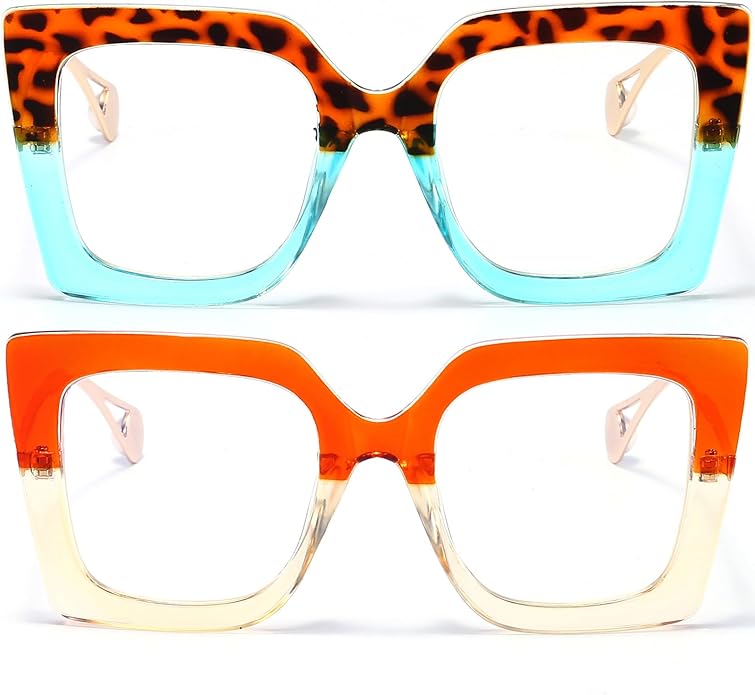 AIEYEZO Oversized Blue Light Glasses for Women, Anti Fatigue Prevent Headache Computer Eyeglasses