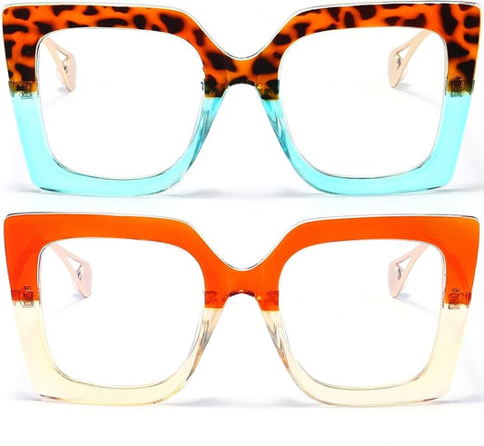 AIEYEZO Oversized Blue Light Glasses for Women, Anti Fatigue Prevent Headache Computer Eyeglasses