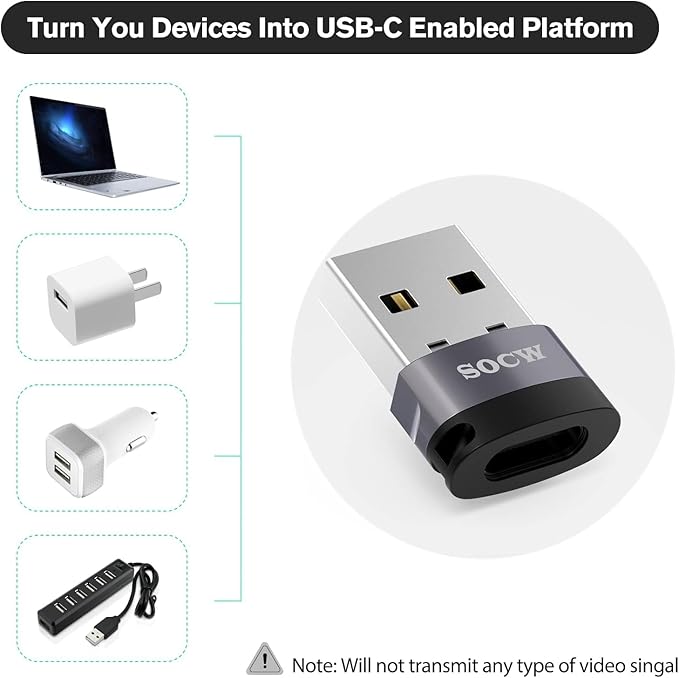 USB C Female to USB Male Adapter 2.0 (Grey, 20)