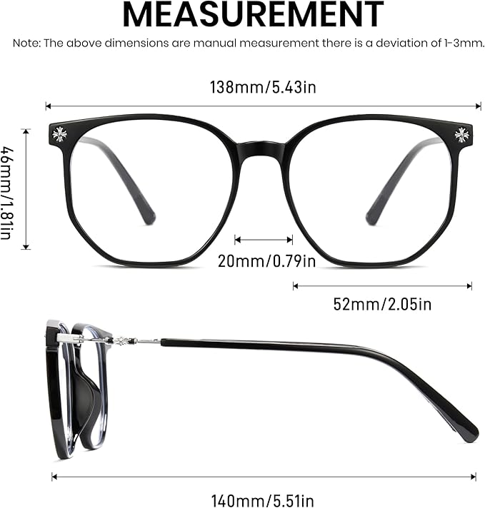 Cyxus Retro Blue Light Glasses Men - Square TR90 Metal Blowline Frame Stylish Trendy for Computer Daily Work 8252