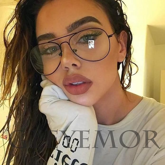 Gleyemor Blue Light Aviator Glasses for Women Men, Metal Frame Anti Blue Light Lens Computer Glasses