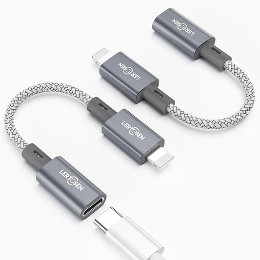 MFi Certified USB C to Lightning Adapter 2 Pack,27W PD Fast Charging & Data Sync Cable Adapter,Type C Female to Lightning Male Charger Converter for iPhone 14/13/12/11,iPad,AirPods - Not for Audio/OTG