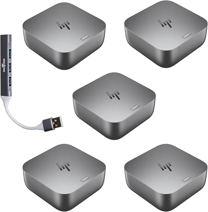 HP 180W G6 Thunderbolt 4 Ultra Dock Port Replicator Bundle w/DKZ Hub (Universal Thunderbolt/USB-C Docking Station, Single Cable for Charging, Data Transfers to Any Brand Laptop) 9X481UT#ABA (5-Pack)